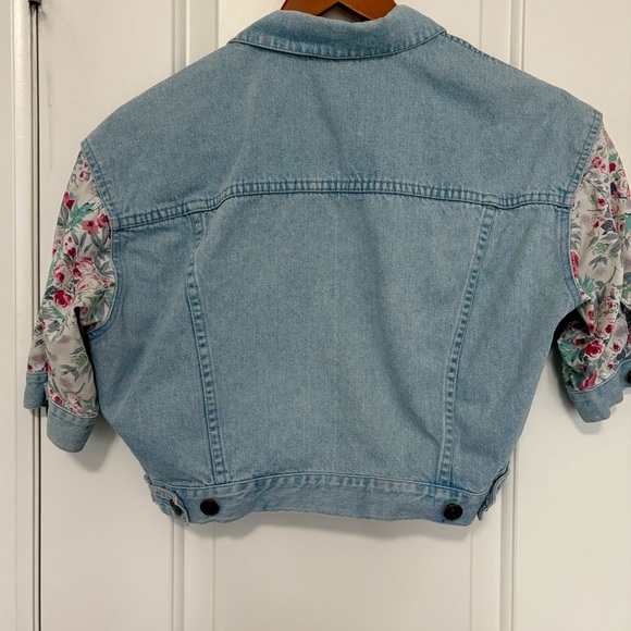 Denim Jacket with Floral Sleeves - Picture 5 of 5